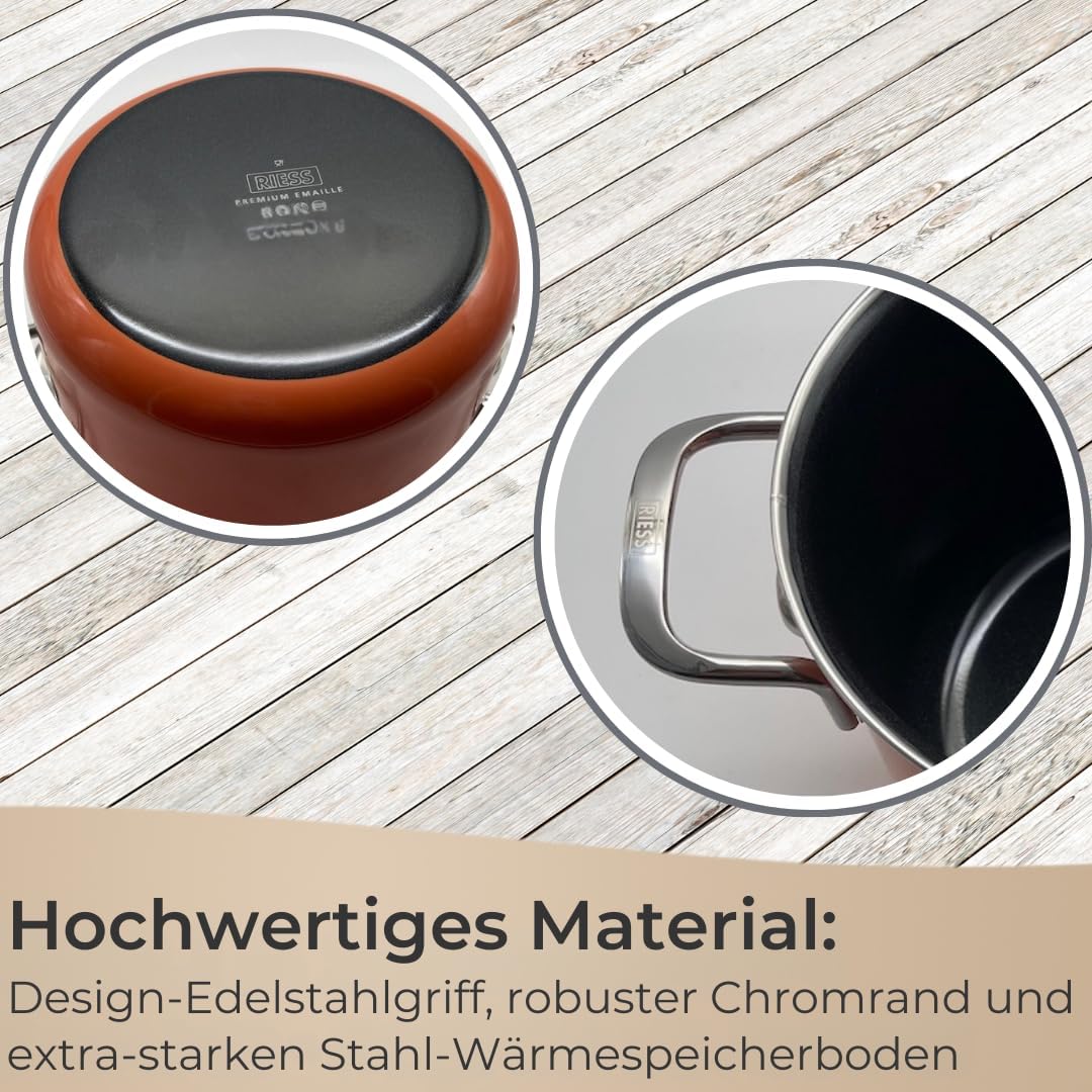 Riess, 2189-001, Fleischtopf mit Deckel 20cm, 4L, Emaille, CLASSIC Edition, Mango