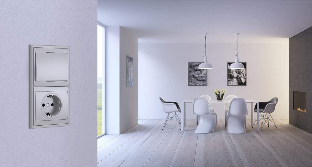 Kopp Malta weiss, Druck-Wechsel-Schalter, Kombigerät, LED-Dimmer, für Glüh-Lampen, 230V Halogenlampe