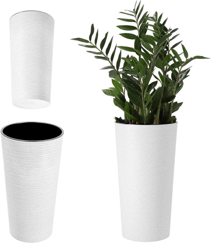 KADAX Blumentopf mit Holzspänen, eleganter Übertopf mit herausnehmbarer Einlage, Blumentopfschutz fü