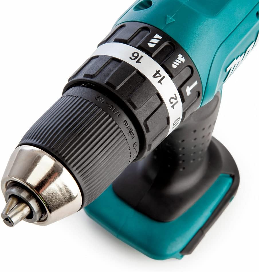 Makita dhp453rfx4 Bohrmaschine Schlagschrauber DHP453Z + 2 Akkus 18 V 3 Ah Li-Ion + 74 Zubehör + Tra