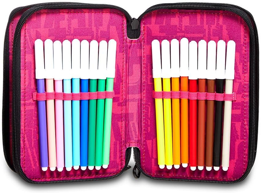 Invicta Federmäppchen, Mäppchen, mehrfarbig, Federtasche für Schreibwaren, Etui mit Stiften, Kugelsc