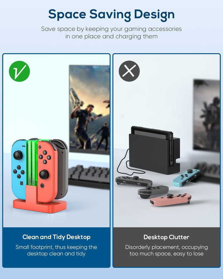 FYOUNG Switch Controller Ladestation Kompatibel mit Nintendo Switch/Switch OLED Joy Con, Quad Switch