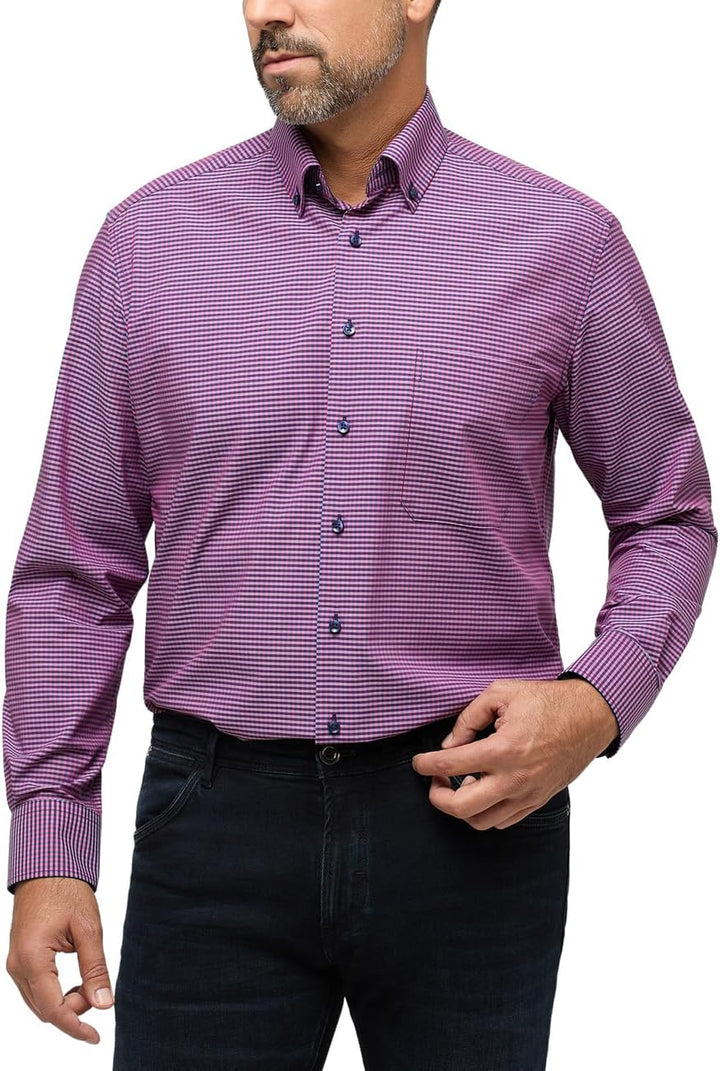 eterna Herren Popeline Hemd Comfort FIT 46 Kragen / 67 Ärmel Sunset Red, 46 Kragen / 67 Ärmel Sunset