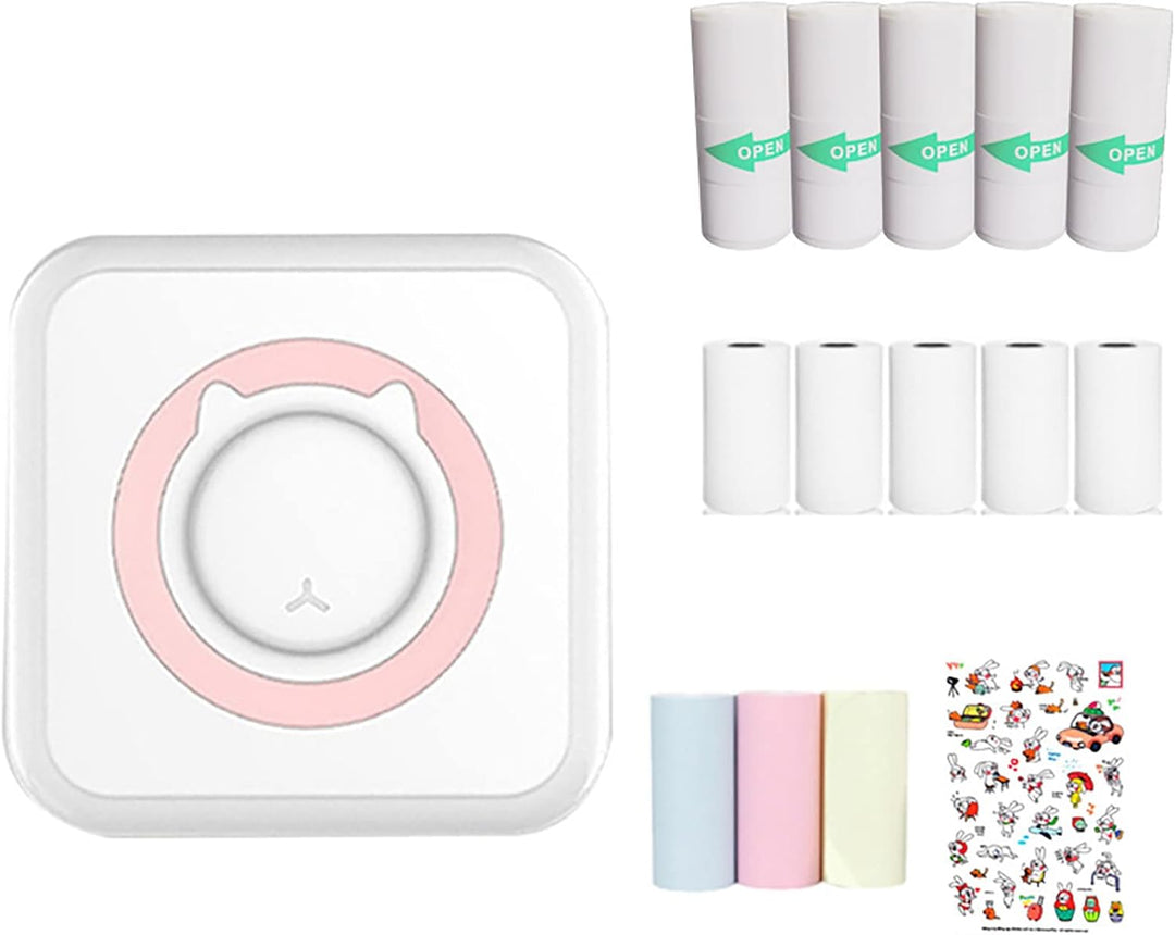 WANGCL Mini-Drucker, tragbarer Taschendrucker, tintenloser Fotodrucker mit 13 Rollen, Druckerpapier