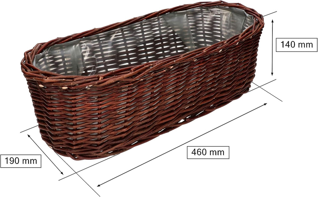 KOTARBAU® 2er Set Übertopf aus Weide Flechtwaren Blumentopf Oval für Blumen Pflanzen Naturkorb 50 cm