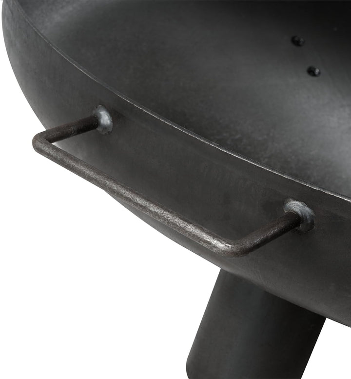 BBQ-Toro Feuerschale Ø 60 cm | Schwarz | Outdoor Feuerstelle mit DREI Standbeinen und Zwei Griffen |