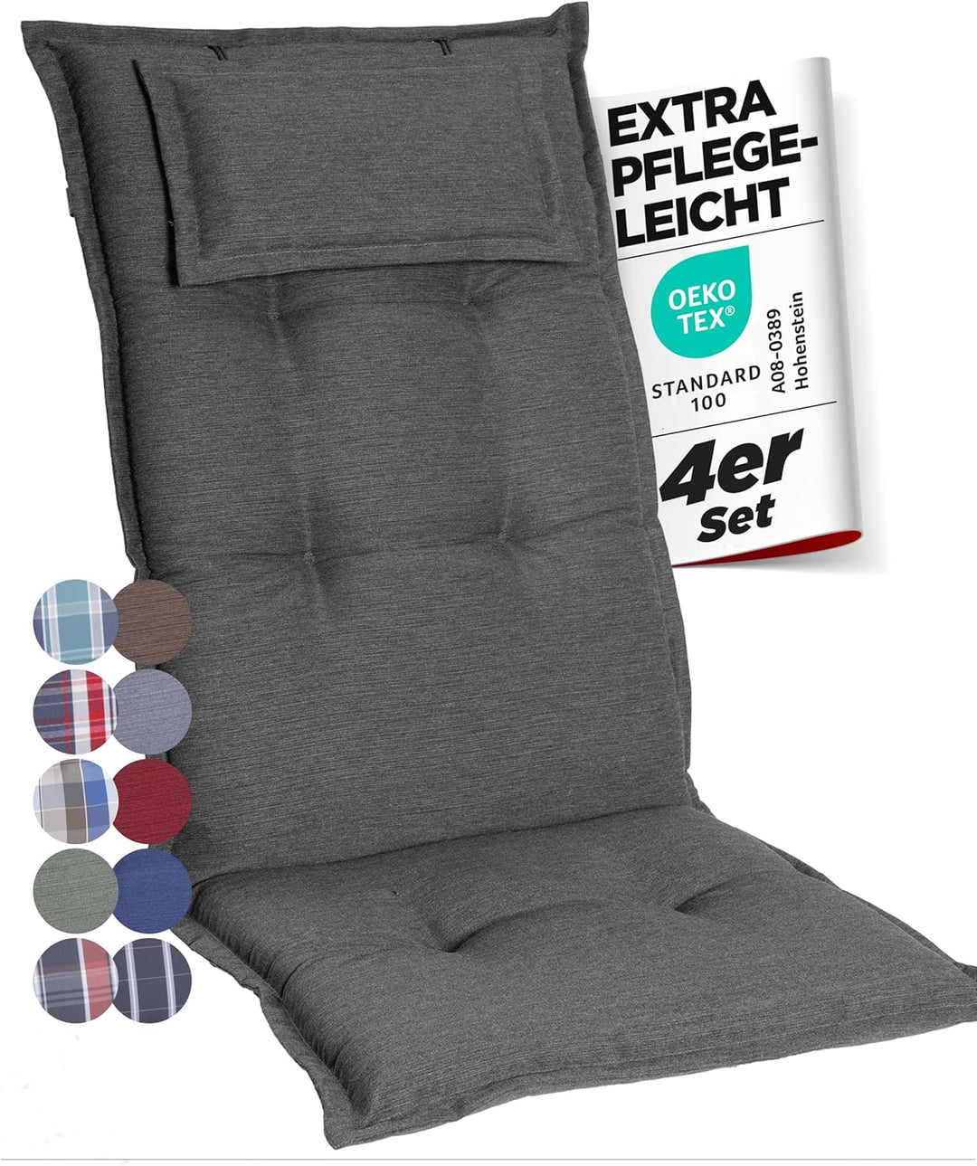 gardisun Gartenstuhlauflagen Hochlehner mit Kopfteil I Extra Dicke Sitzauflagen I Made in Europe I P