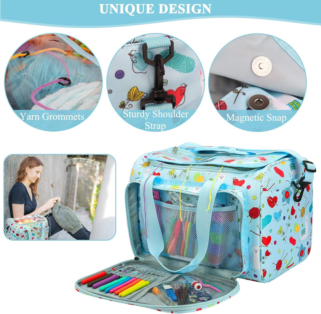 Coopay Garntasche, Basteltasche für Stricknadel-Set, Häkelset und Kreuzstich-Set zur Aufbewahrung, G