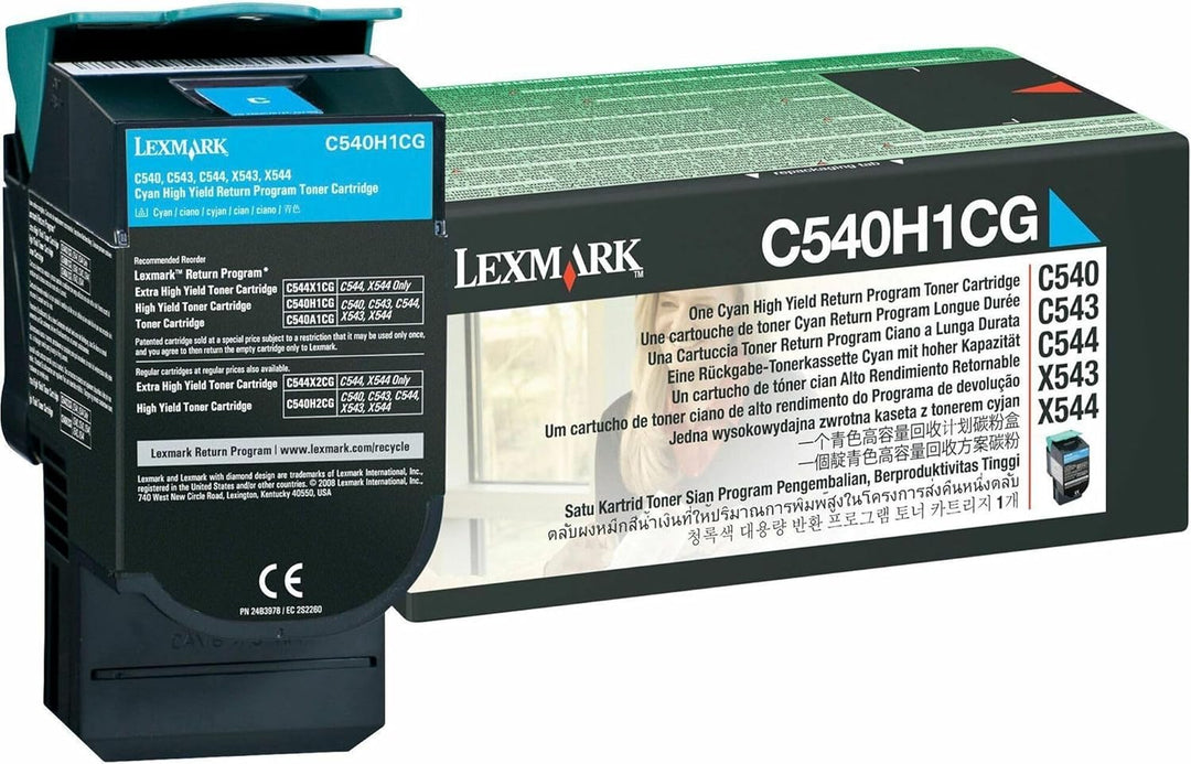 Lexmark C540H1CG C540, C543, C544, X543, X544 Tonerkartusche 2.000 Seiten Rückgabe, cyan, CYAN