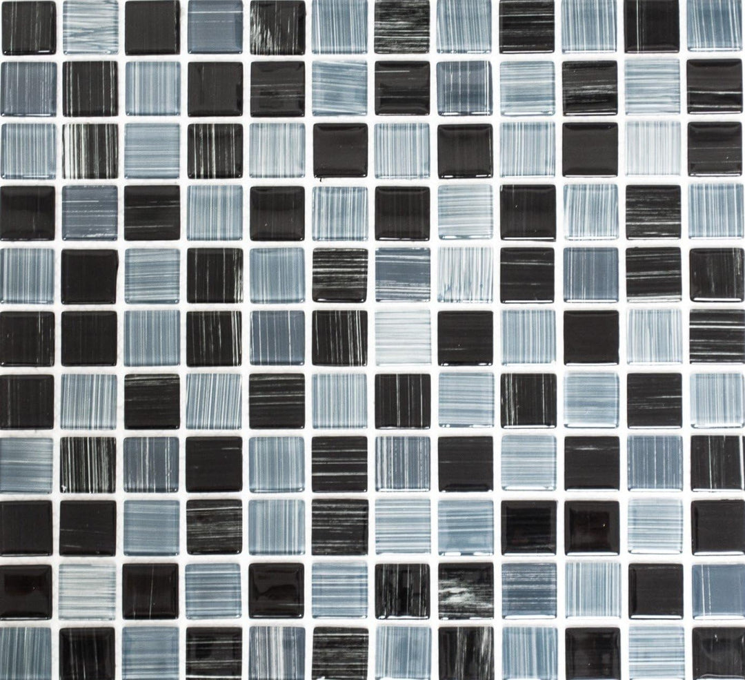 Mosaik Quadrat Crystal strich schwarz/weiss Glasmosaik Transluzent Transparent 3D Fliesenspiegel, Mo