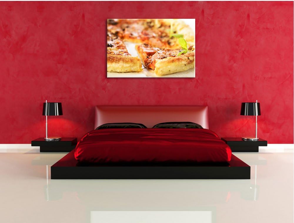 Frischgebackene Pizza, Format: 100x70 auf Leinwand, XXL riesige Bilder fertig gerahmt mit Keilrahmen