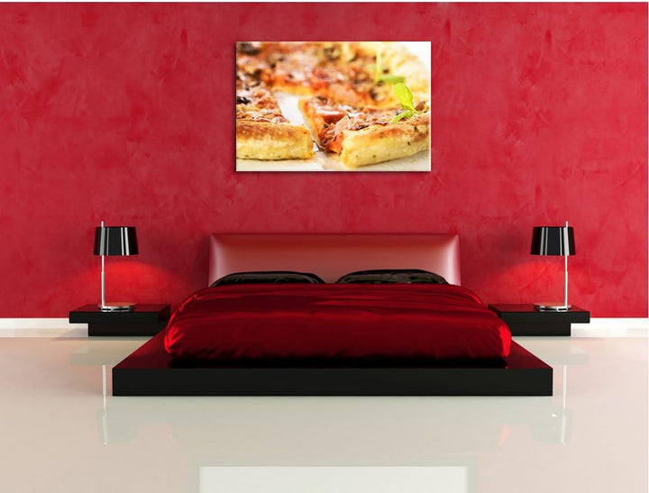 Frischgebackene Pizza, Format: 100x70 auf Leinwand, XXL riesige Bilder fertig gerahmt mit Keilrahmen