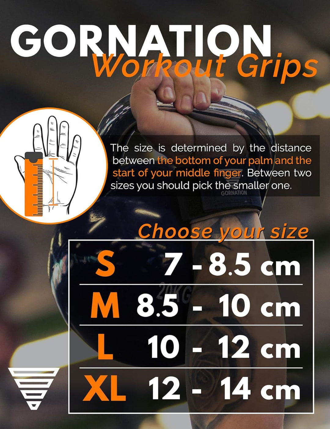 GORNATION Fitness-Handschuhe, Leder-Grips mit Handgelenkstütze für Herren & Damen, Alternative für T