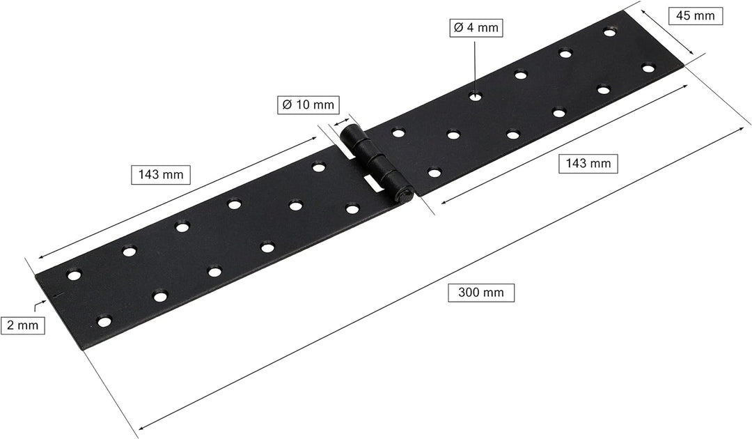 KOTARBAU® 10er Set Kistenband 300x45 mm Gerollt Schwarz Möbelscharnier Möbelband Robust 300x45 mm Sc