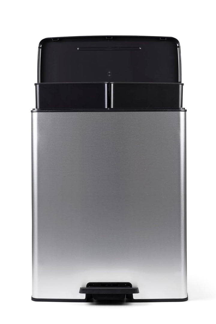 CURVER DECO DUO BIN Mülleimer, Kunststoff, Silber metallic, 2 x 26 L