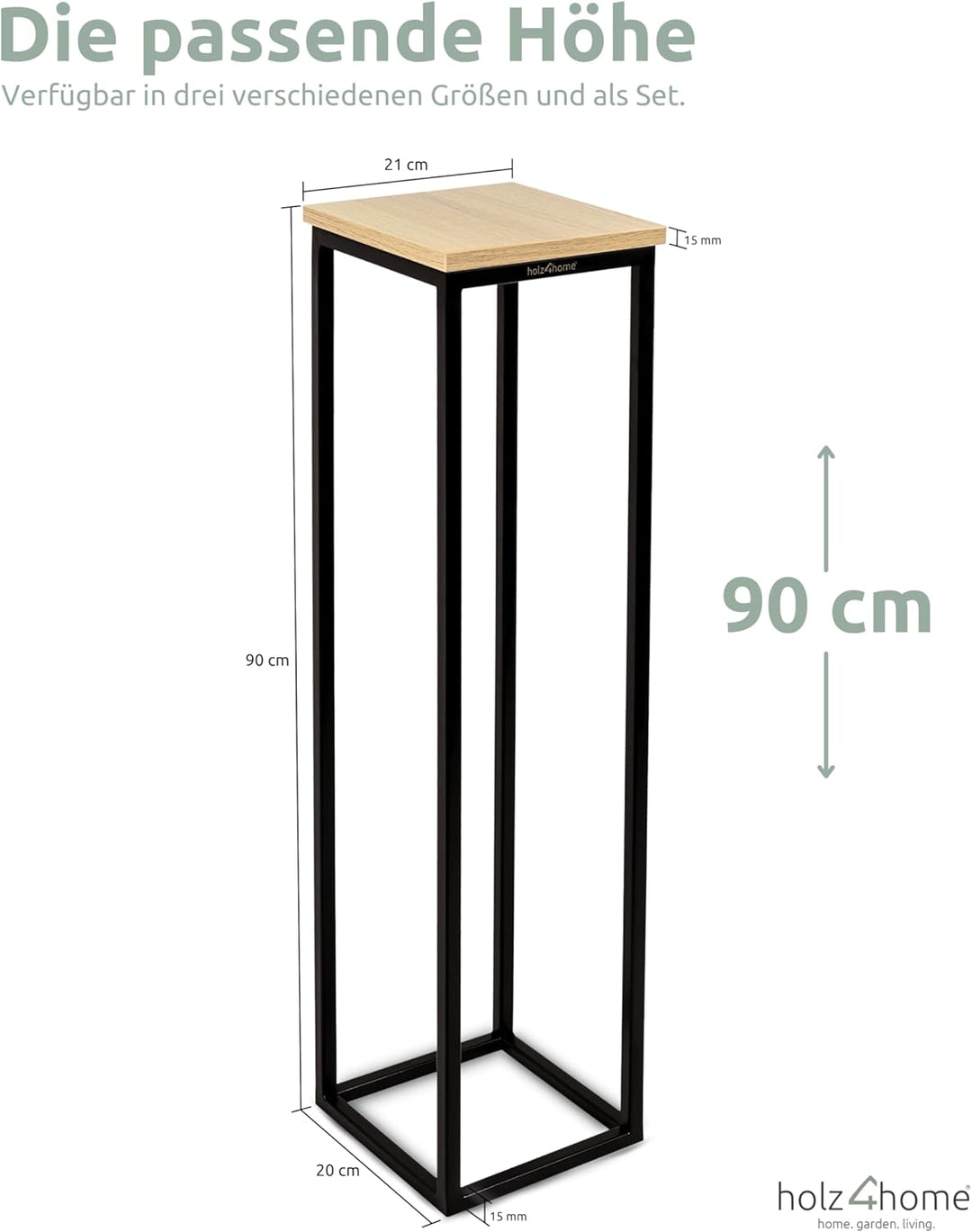 holz4home® Dekoständer aus MDF Eichenholz I Blumenständer Sonoma Eiche I Höhe: 90 cm I Dekosäule mit