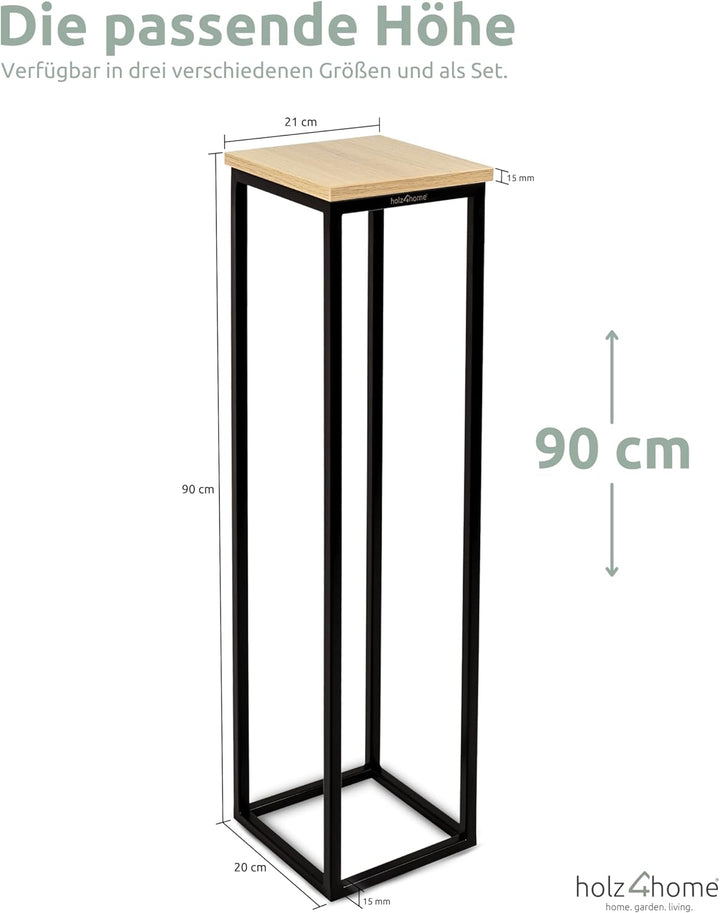 holz4home® Dekoständer aus MDF Eichenholz I Blumenständer Sonoma Eiche I Höhe: 90 cm I Dekosäule mit