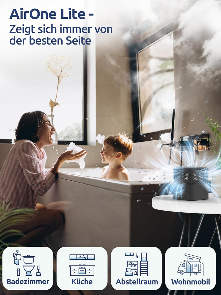 BonAura® AirOne Lite Luftentfeuchter ohne Strom mit 360° Belüftung I Raumentfeuchter mit Ausgiesser