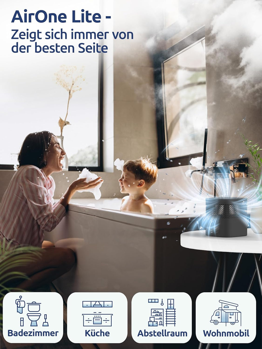 BonAura® AirOne Lite Luftentfeuchter ohne Strom mit 360° Belüftung I Raumentfeuchter mit Ausgiesser