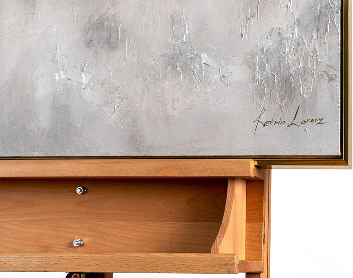 YS-Art XXL Abstrakt Acryl Gemälde auf Leinwand mit Rahmen heller Horizont handgemalte Wandbilder Woh