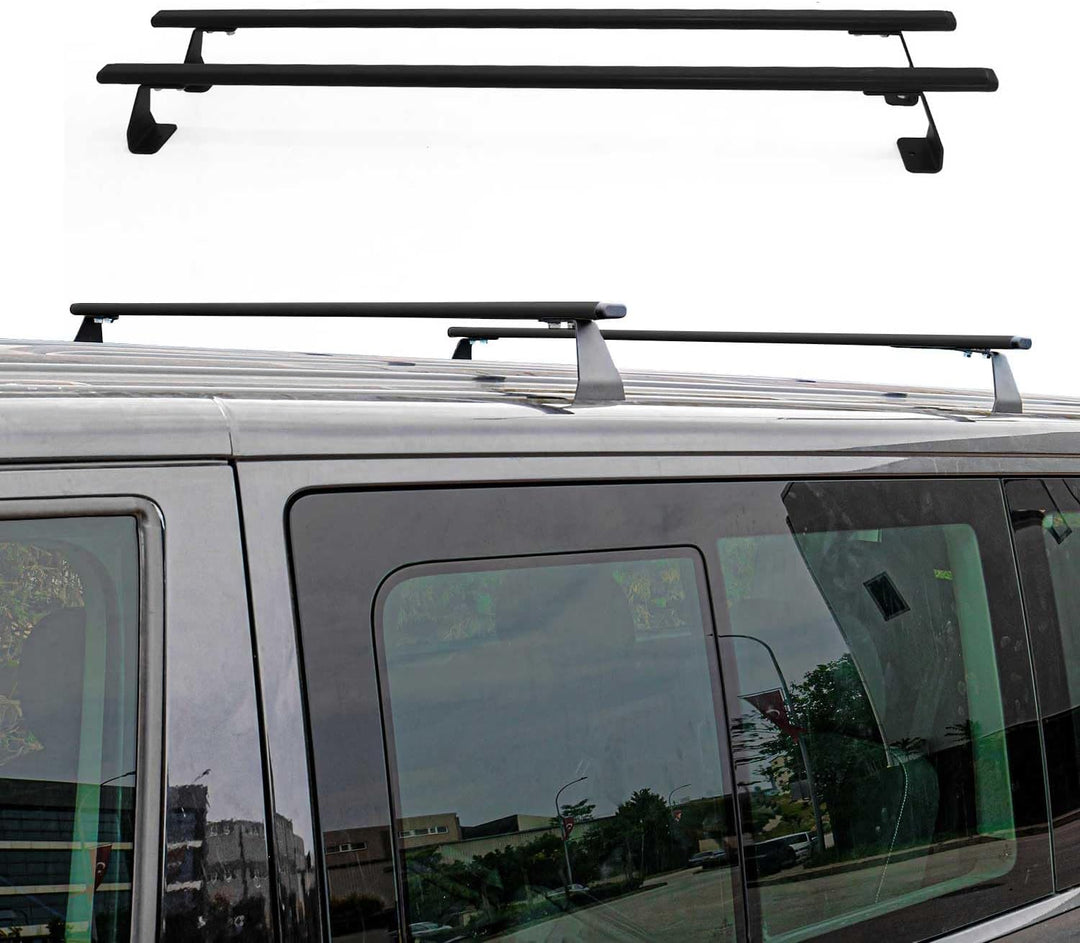 Dachträger Gepäckträger kompatibel mit VW T5 Caravelle 2003-2015 Grundträger, Stahl,Schwarz, 2X, T5