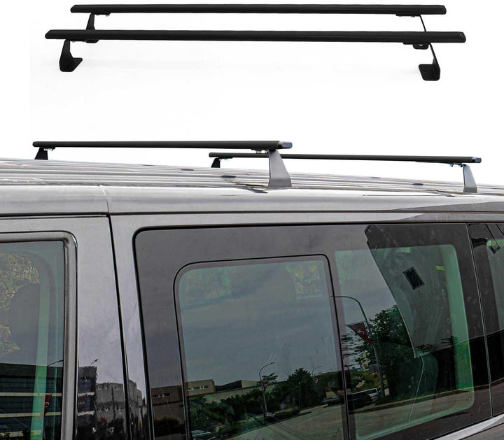 OMAC Dachträger Gepäckträger kompatibel mit Ford Transit Connect 2002-2014 Schwarz Stahl 2 TLG Trans