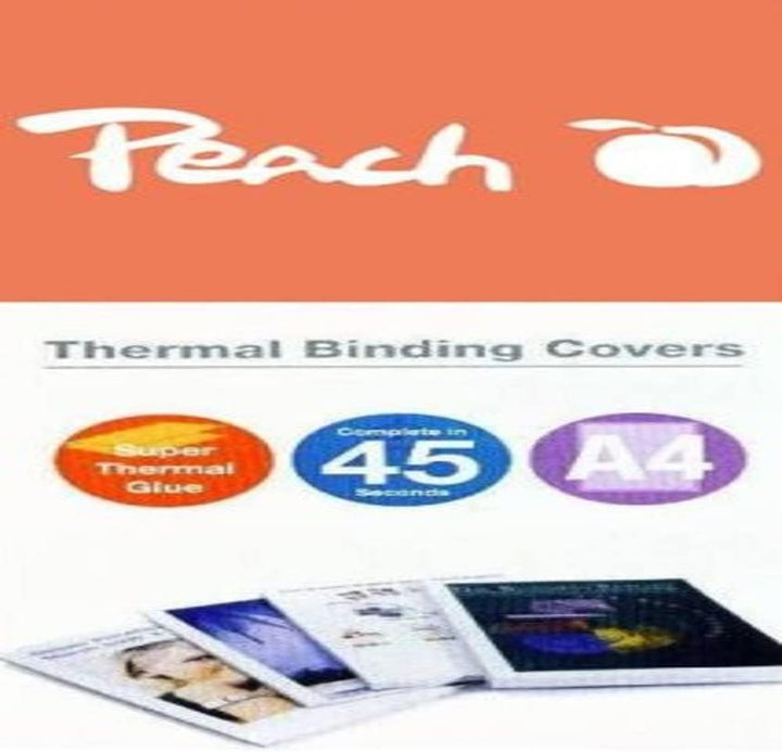 Peach PBT406-05 Thermobindemappe, A4, 60 Blätter, 80 g/m², 100 Stück, weiss 6mm / 60 Blatt weiss 100