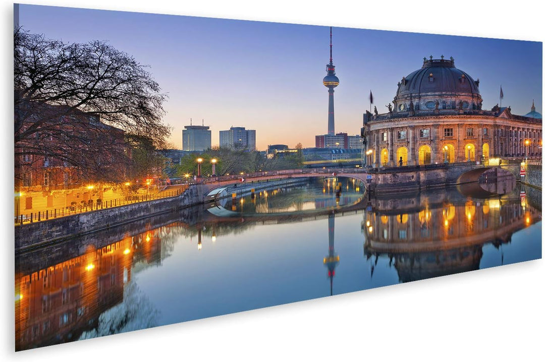islandburner Bild auf Leinwand Berlin Abenddämmerung Bilder Wandbilder Poster Leinwand 120x40cm - Pa