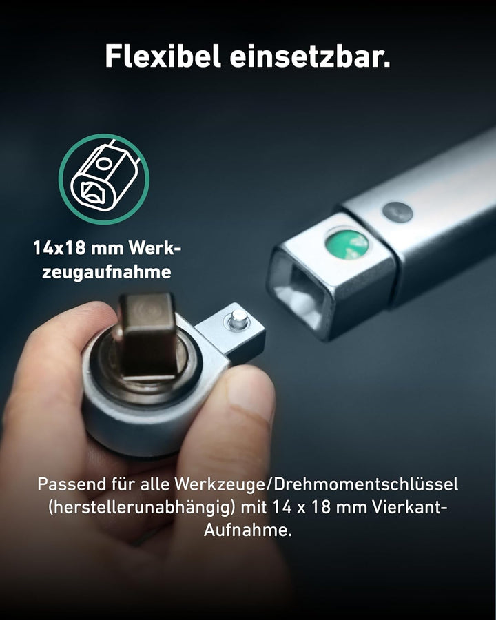 STAHLWILLE Nr. 735/20 1/2“ Feinzahn-Einsteckknarre 14x18 mm Aufnahme zum Einstecken in Drehmomentsch