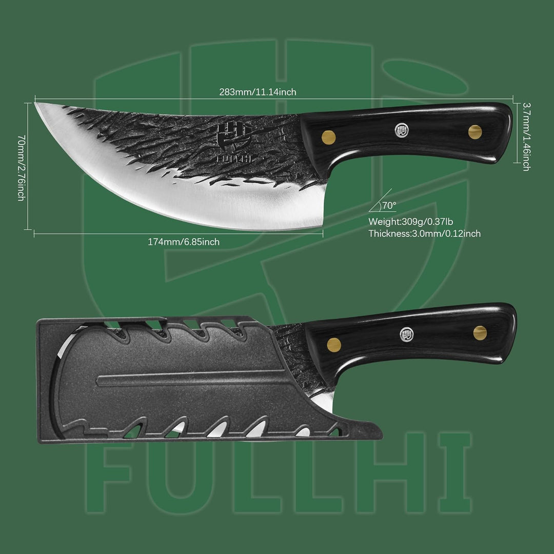 FULLHI Multi-color Holzgriff Full Tang Heavy Meat Cleaver mit Scheide, High Carbon Steel Chef Fleisc