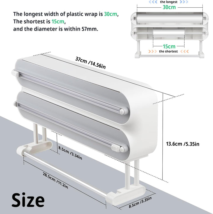 DBREAKS Wandrollenhalter Küche 3 Rollen, küchenrollenhalter magnetisch, Frischhaltefolie Schneider,