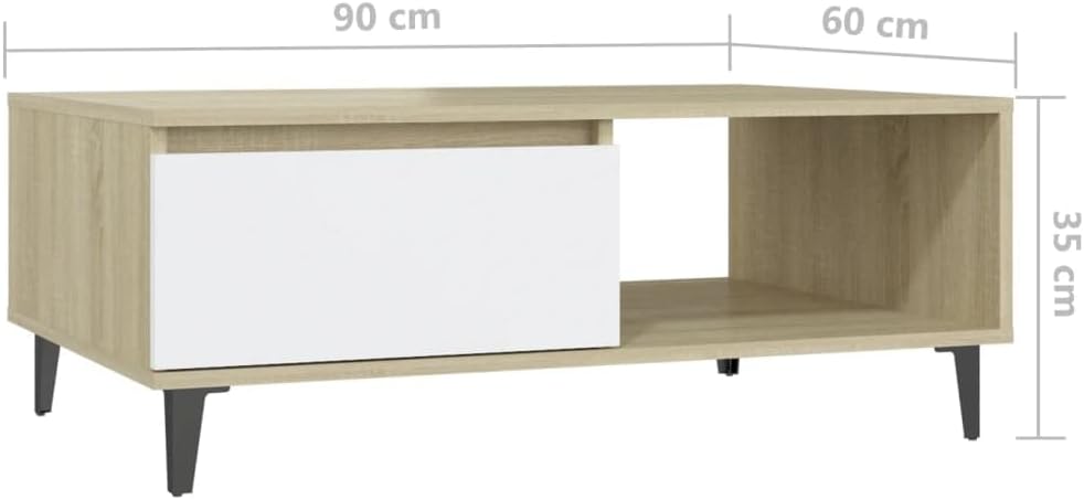 FIRBNUS Couchtische mit Offenes Fach Side Table Beistelltisch Wohnzimmertisch Modern Design Tisch Wo