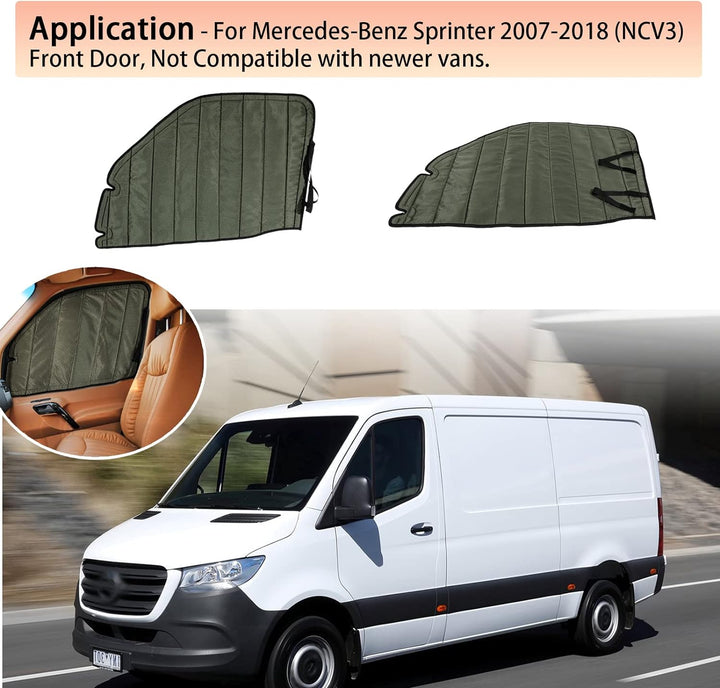 CTcar Isolierte Verdunkelungs-Frontscheibenabdeckungen passend für Mercedes Benz Sprinter, Campervan