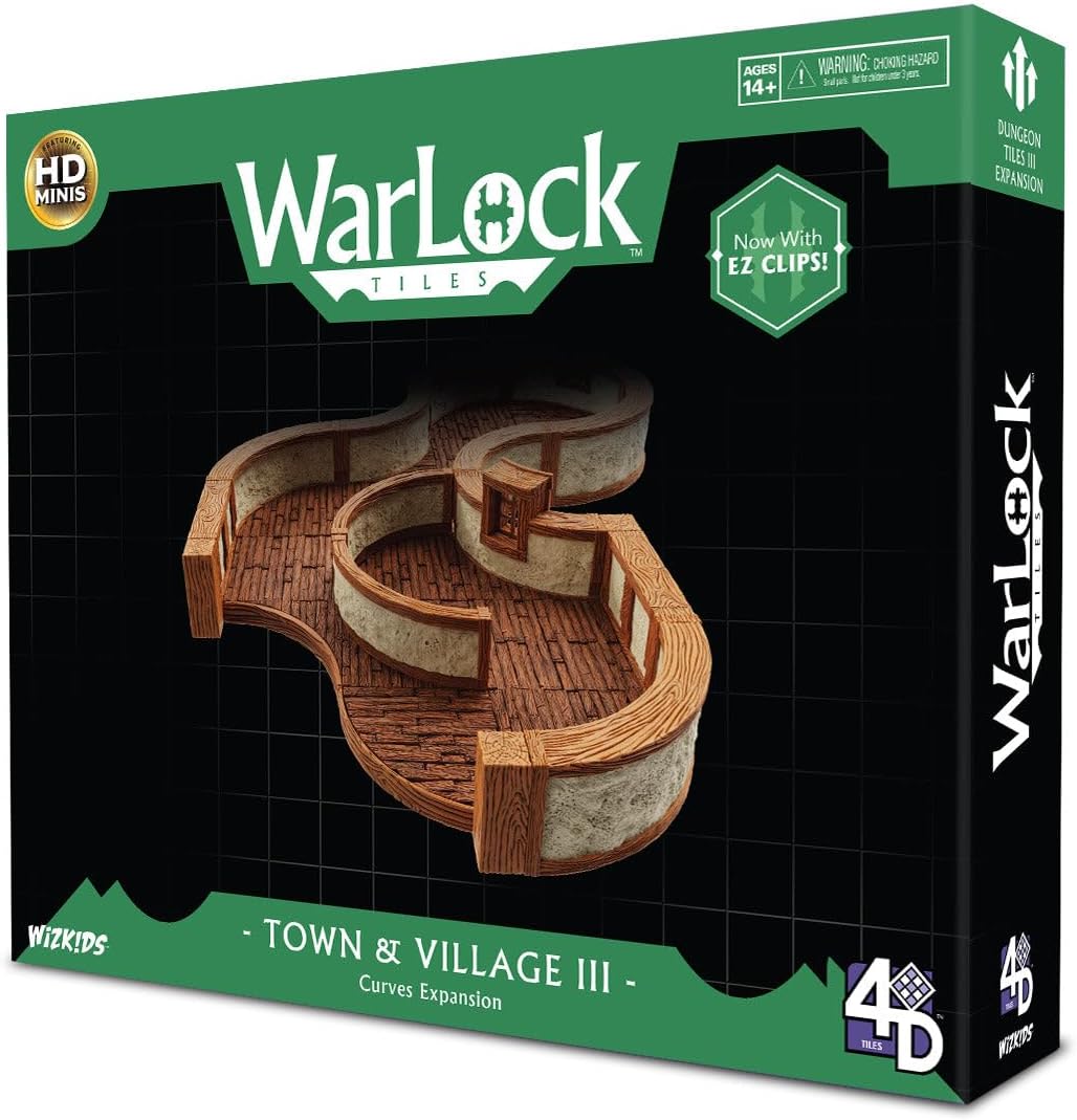 WizKids LLC, Warlock Tiles: Town & Village III - Curves, Accessory, Ages 14+ WarLock Tiles: Town & V