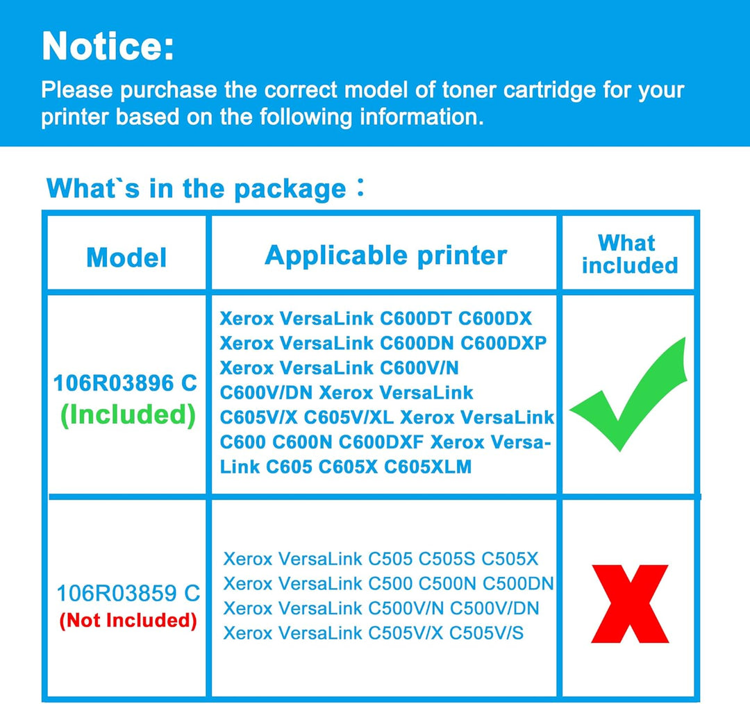 LCL Kompatibel Tonerkartusche VersaLink C605 C600 C600N C600DN 106R03896 (1Cyan) Ersatz für Xerox Ve