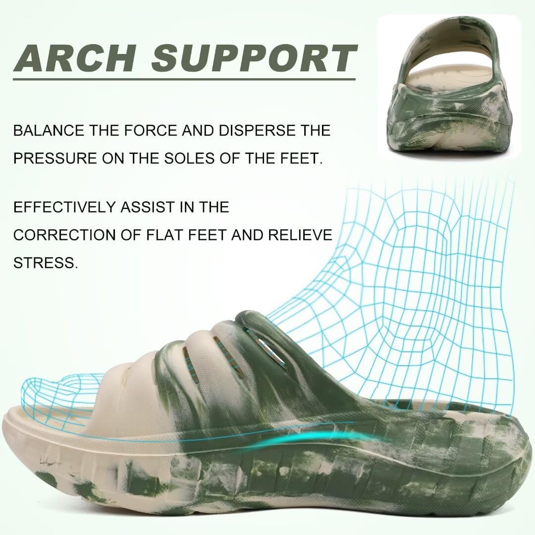 KuaiLu Recovery Sandalen Herren Bequeme Plantarfasziitis Schlappen Orthopädische Offene Zehen Männer