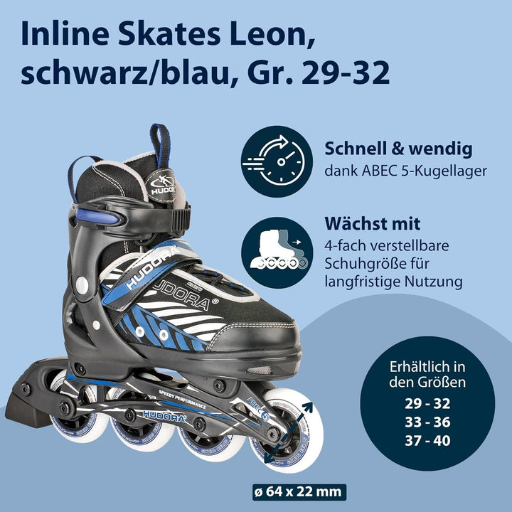 HUDORA Inliner Mia/Leon - Inliner für Kinder, Jugendliche und Erwachsene - Verschiedene Grössen - Ro