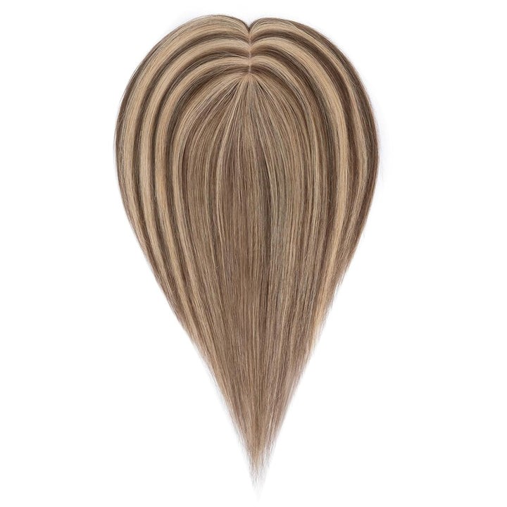 Silk-co Hair Topper Echthaar, 10x12cm Basis Toupet Damen, Haartopper Echthaar mit Remy Seide Basis,