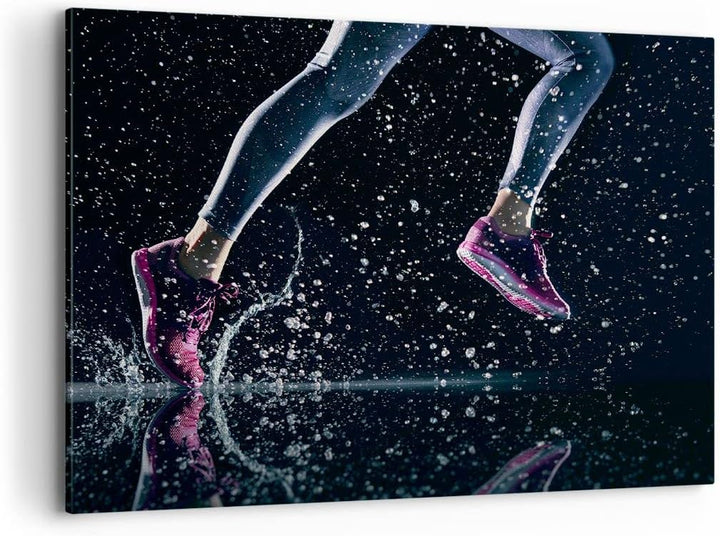 Bilder auf Leinwand 100x70cm Leinwandbild Laufen Lifestyle Leichtathletik Schuhe Gross Wanddeko Bild