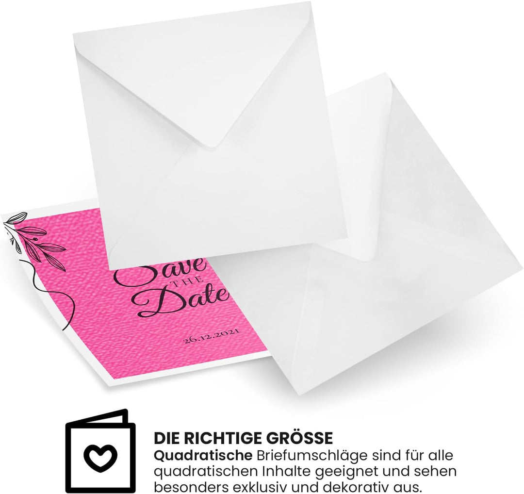 Netuno 500 Briefumschläge Weiss quadratisch 14 x 14 cm 100g quadratische Papier-Umschläge nasskleben