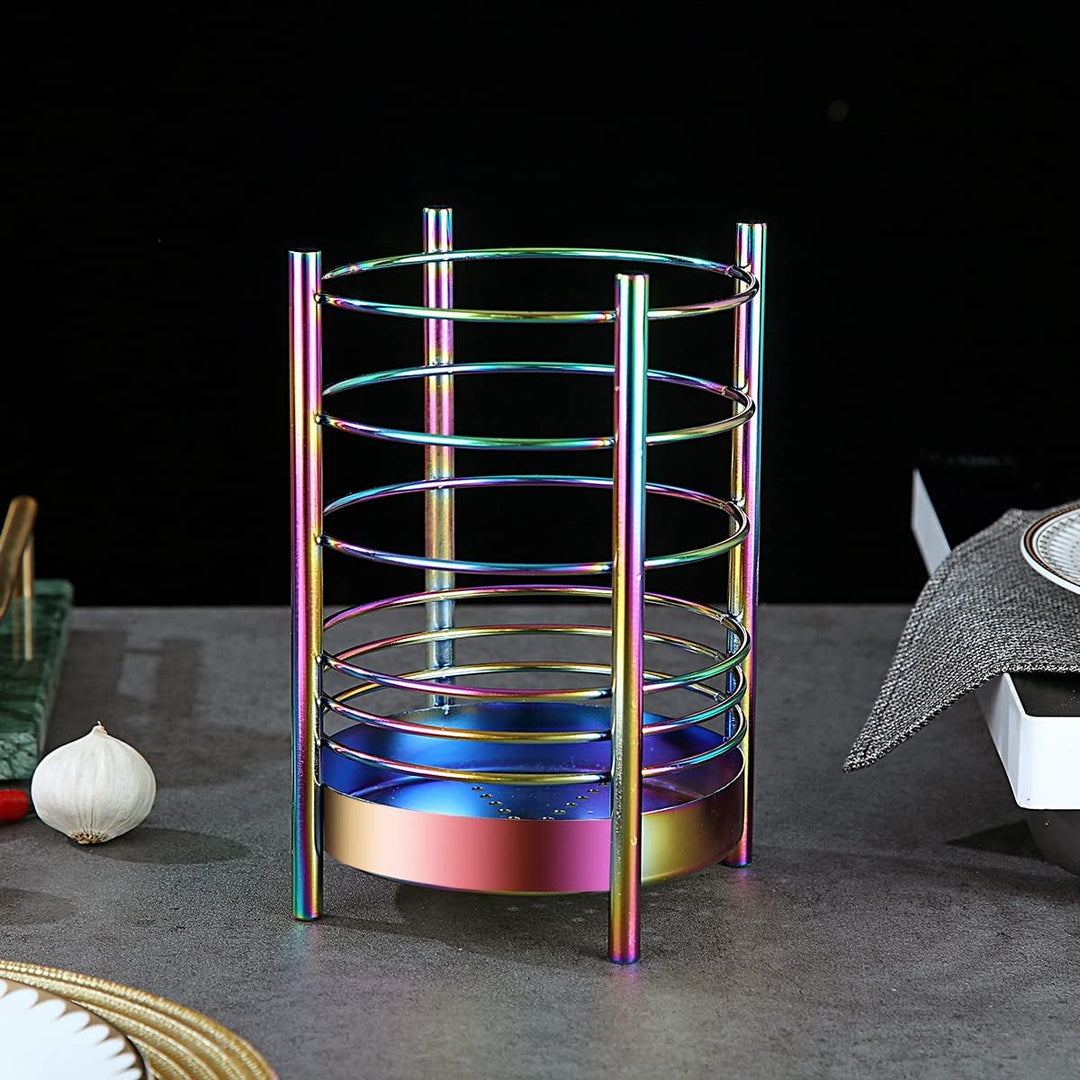 Rainbow Küchenutensilienhalter für Küchentheke, Edelstahl-Utensiliengefässe, Rainbow Titanium-Beschi