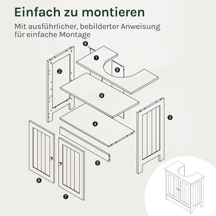 WOLTU Waschbeckenunterschrank, Unterschrank Waschbecken, Waschtischunterschrank, Badunterschrank, We