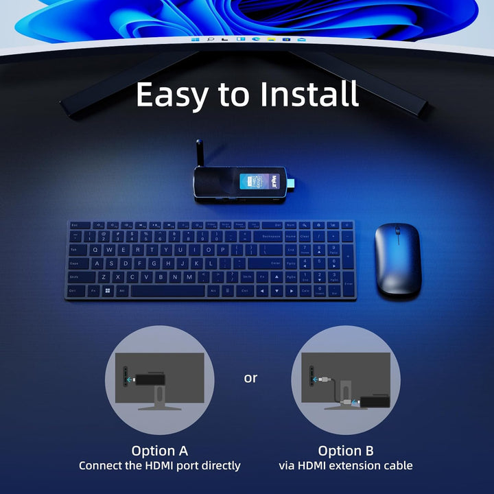 MeLE PCG02 Lüfterloser Mini PC Stick Windows 11 Home Celeron N4000(bis zu 2.6GHz) 4GB LPDDR4 128GB R