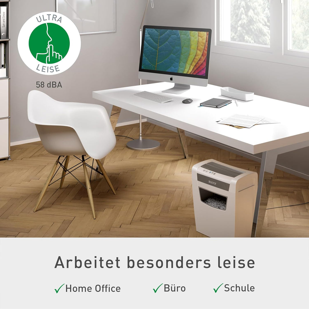 Leitz IQ Home Office Aktenvernichter, 12-10 Blatt Kapazität (70-80 g/m²), Partikelschnitt, Sicherhei