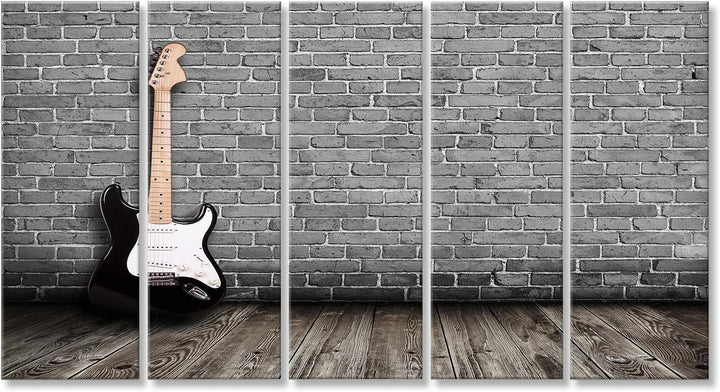 islandburner Bild auf Leinwand E Gitarre Auf Holzboden Vor Steinwand Bilder Wandbilder Poster Leinwa