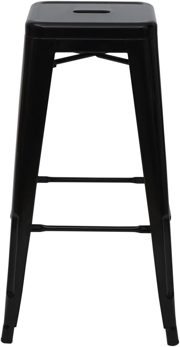 Mendler Barhocker HWC-A73, Barstuhl Tresenhocker, Metall Industriedesign stapelbar - schwarz, Schwar