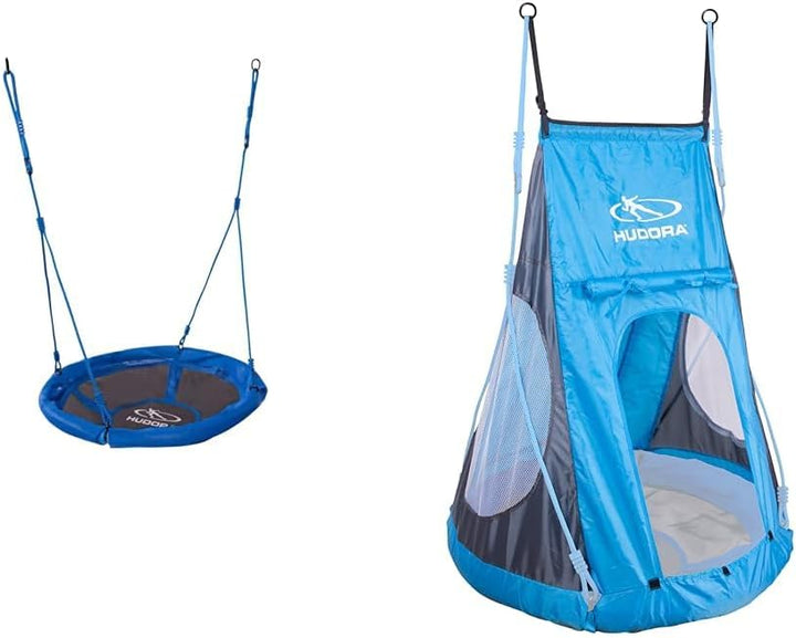 HUDORA Nestschaukel, blau - 100 kg belastbar - 72126 & Zelt für Nestschaukel 90 cm Cosy Castle - Gar