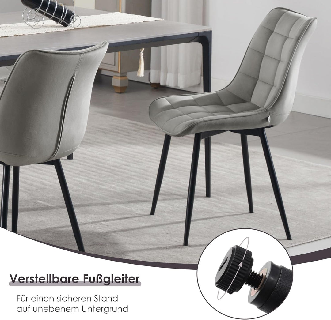 WOLTU® Esszimmerstühle BH142hgr-2 2er Set Küchenstuhl Polsterstuhl Wohnzimmerstuhl Sessel mit Rücken
