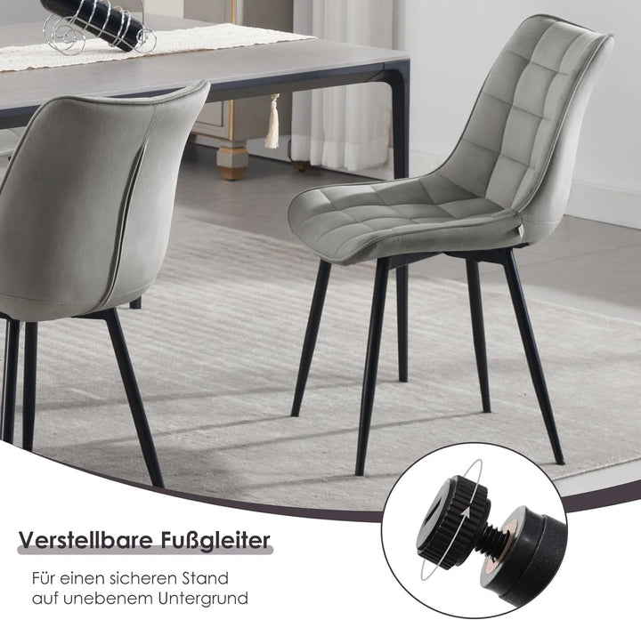 WOLTU® Esszimmerstühle BH142hgr-2 2er Set Küchenstuhl Polsterstuhl Wohnzimmerstuhl Sessel mit Rücken