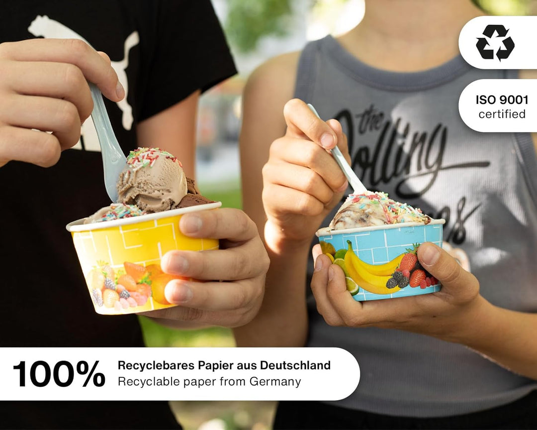 Octopus 600x Eisbecher, EIS- Pappbecher, Früchtebecher mit 260 ml Füllvolumen Gelb - 260ml 600 Stück